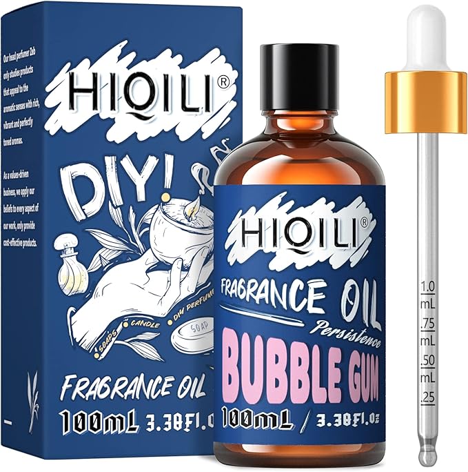 HIQILI Bubble Gum Essential Oil - Pure Sweet Fragrance Oil for Diffuser, Massage, Candle Soap Perfume Lotion Making, 3.38 Fl Oz Halloween Thanksgiving