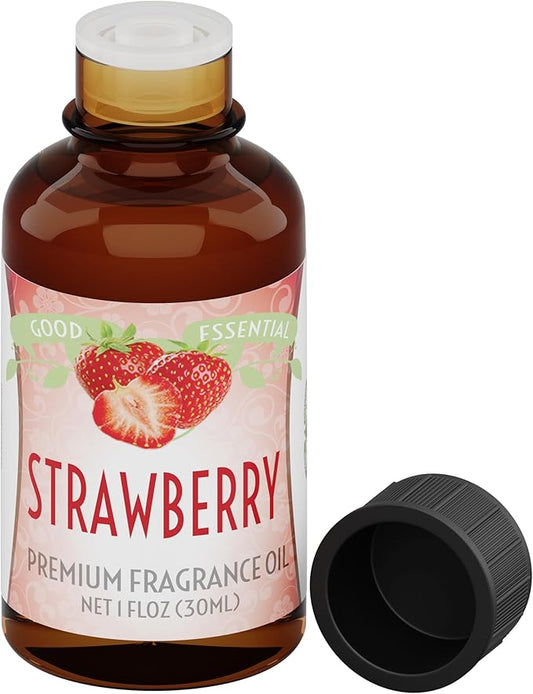 Good Essential Professional Strawberry Fragrance Oil (30ml/1 fl oz) for Diffuser, Candle, Soap & Lotion Making, Perfume for Skin Use