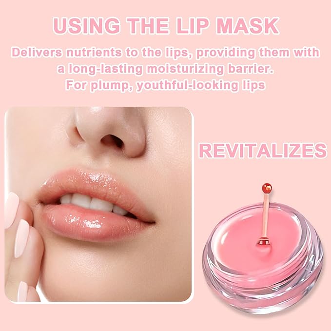 4 PCS Bee Lip Balm Honey Pot, Hydrating Lip Mask & Lip Scrub Set, Watermelon Strawberry Apple Lime Peach Moisturizing Lip Sleeping Mask Prevention Dry and Cracked, Reduce Lip Lines