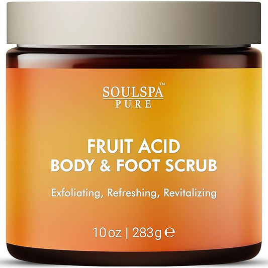 Fruit Acid Body & Foot Scrub - Refreshing Exfoliating Body Scrub for Radiant Skin, 10 oz