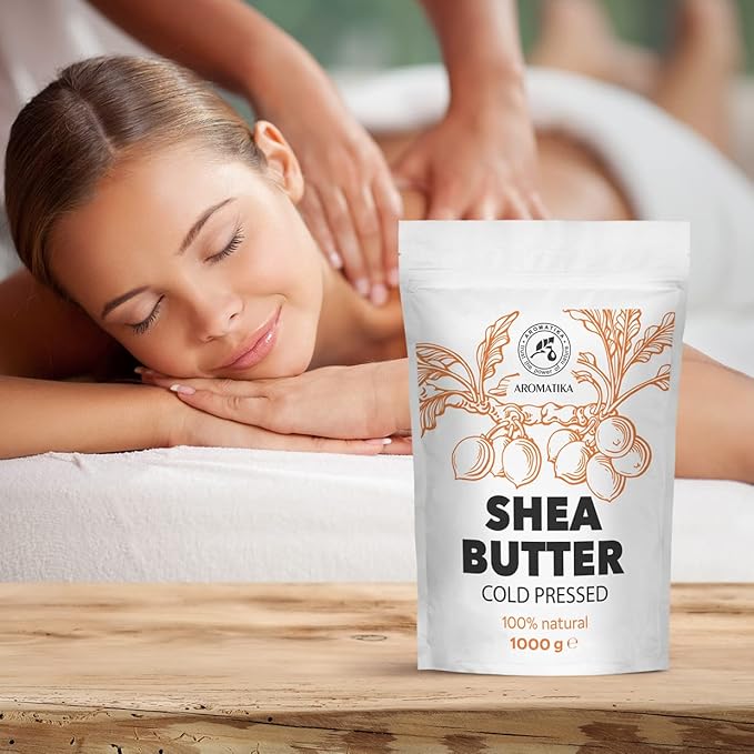 AROMATIKA Shea Butter 35 Oz - Unrefined Raw/Pieces - Africa - Ghana - 100% Pure Shea Butter Body Butter - Cosmetic Grade - for Hair Skin Lip Face Feet Body Care