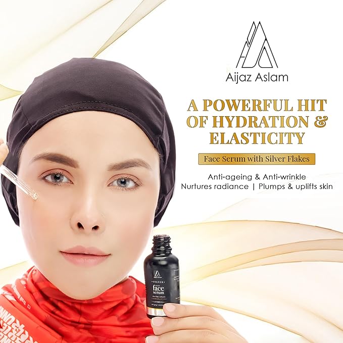 AIJAZ ASLAM Sylver Night Face Serum β 30ml (1.01 fl Oz) β Enhanced with Silver Flakes & Gold Extracts - Anti-Aging - Maintains Healthy Skin β Deeply Nourishes β Best for all Skin Types