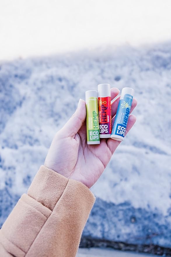 Eco Lips Organic Hemp Lip Balm with Beeswax, Coconut Oil, Vitamin E. Best Lip Balm to Soothe & Moisturize Dry, Chapped Lips (Variety, 6-Pack)