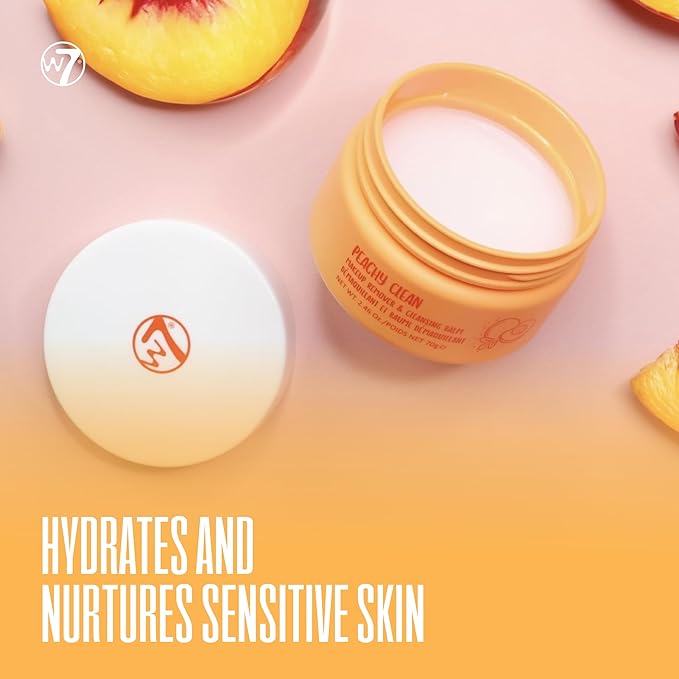 W7 Peachy Clean Face Cleansing Balm - Makeup Remover Melt With Fruit Juice - Clean Oil Free Skin