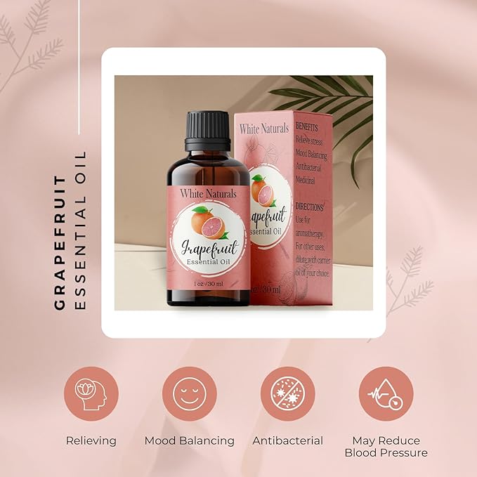 Organic Grapefruit Essential Oil - 100% Pure & Natural -Premium Therapeutic Grade with Premium Glass Dropper - Undiluted Natural/Homeopathic Aromatherapy Scented, Great for DIY Soap Making, Massage