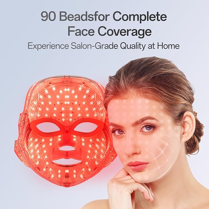 Red Light Mask for Face, 7 Color Red Light Facial Masks, At-Home Facial Care Device, Portable, Cordless, and Rechargeable