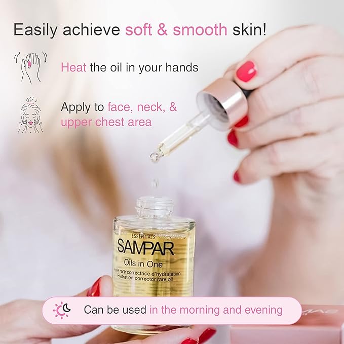 Oils In One Hydration Corrector with Hyaluronic Acid, Raspberry & Borage Oil - Prevents Dehydration, Enhances Skin & Wrinkle Care - All Skin Types - Cruelty-Free, Made in Paris (1 oz)