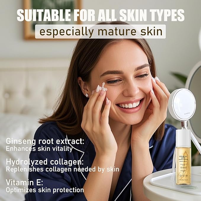 Natural Ginseng Anti-Aging Hydrating Essence Water – 2PCS Face Serum for Women Anti Aging - Ginseng Extract to Deep Moisture & Wrinkle -Pore Minimizer for Face - Anti Aging Serum for All Skin Types