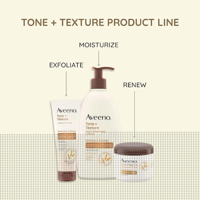 Aveeno Tone + Texture Renewing Night Cream With Prebiotic Oat, Gentle Cream Exfoliates & Moisturizes Sensitive Skin, Instantly Softens & Smooths & Intensely Nourishes, Fragrance-Free, 8 Oz