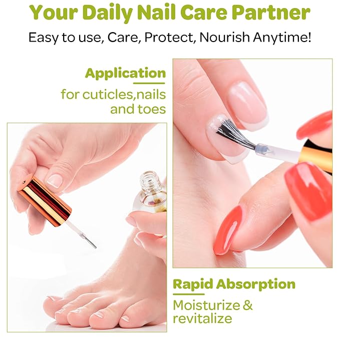 Cuticle Oil, Jasmine Scented Cuticle Nail Oil Infused with Real Flowers, Hydrates, Moisturizes, Strengthens, Repairs, Revitalizing Cuticle Oils for Nails Damage Dry Cuticle, 15ml