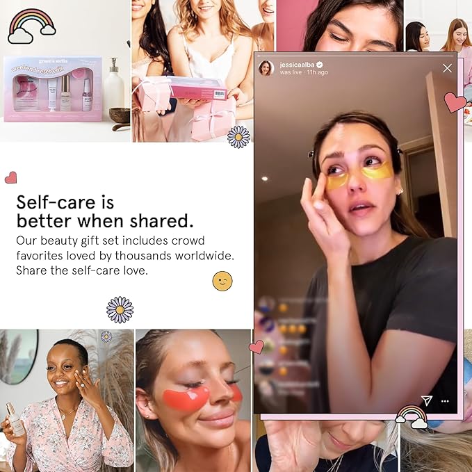 grace & stella Award Winning Mothers Day Gifts Bulk - Gifts for Women - Travel Size Toiletries with Eye Masks, Hyaluronic Acid Serum, Lip Balm & More - Anniversary, Bachelorette Party - Vegan Sef Care