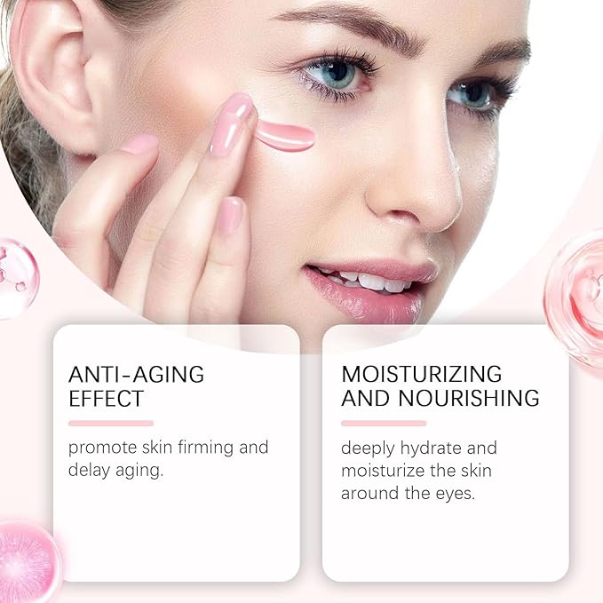 PDRN Pink Peptide Eye Serum Cream, Hydrating & Firming Eye Cream for Dark Circles, Anti-Aging Treatment Reduces Fine Lines, Uneven Skin Tone, Soothing Pink Moisturizer with Peptides, 1.01fl.oz (1)