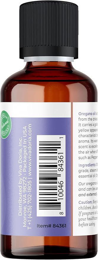 Viva Doria Oregano Essential Oil, 100% Pure, Natural Oregano Essential Oil, Undiluted, for Aromatherapy | Food Grade, 30 mL (1 Fluid Ounce)