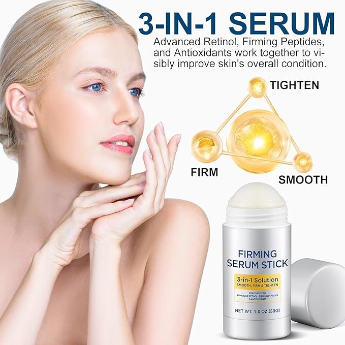 Advanced Retinol Firming Serum Stick,Anti Aging Neck Firming Cream,3-in-1 Smooth,Tighten and Firm Face,Neck & Jawline, Reduces Wrinkles,Nourishing Anti Aging Repair Cream for All Skin Types