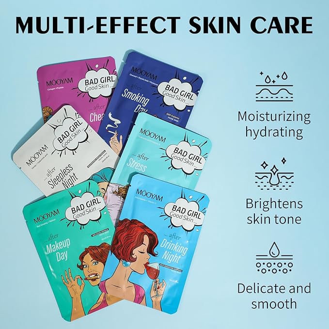 Face Masks Skincare Set for Girl,Moisturizing Collagen Facial Masks for Women Home Spa,Hyaluronic Acid Face Mask for All Skin Types,Day Night Facial Mask Hydrating,Deep Cleaning,Oil Contral(24Pack)