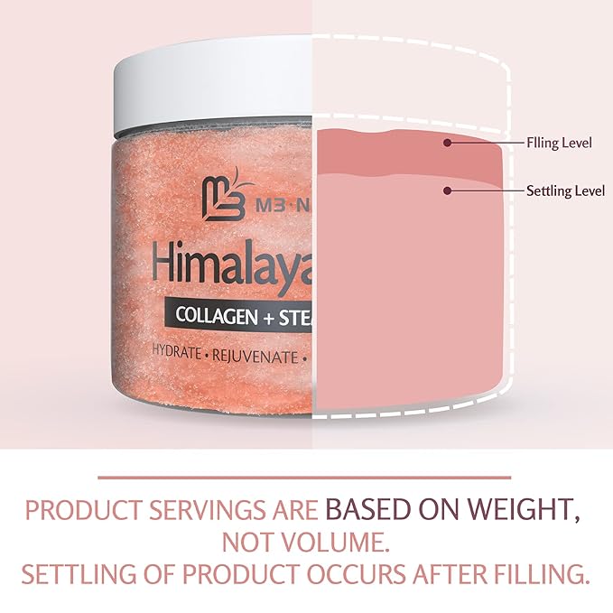 Himalayan Salt Scrub, Face, Foot, and Body Exfoliator with Collagen and Stem Cells, Exfoliating Scrub for Toning, Cellulite, and Skin Care by M3 Naturals