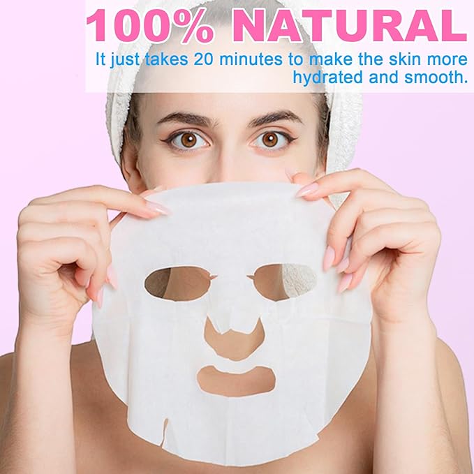 VESPRO 100 Pack Collagen Essence Sheet Facial Masks, Bulk Face Masks Skincare, Hydrating Face Masks for All Skin Types, Moisturizing and Soothing, Natural Skin Care Spa Face Mask
