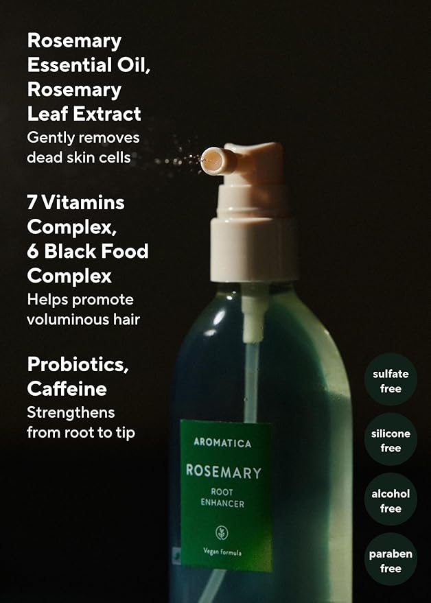 AROMATICA Rosemary Root Enhancer & Wooden Scalp Massager Set - Hair Scalp Massager with Rosemary Water Scalp Serum for Hair Growth, Hair care for women, Mothers day gifts