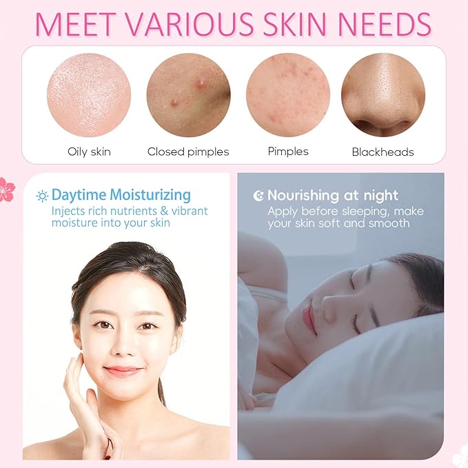 Sakura Skincare Set, Skin Care Set For Teen Girls, Skincare Gift Set Cherry Blossom Beauty Set, Deep Cleaning Skincare Facial Kit, Teen Skin Care Kit Birthday Gift - 8 Pack Travel Skincare