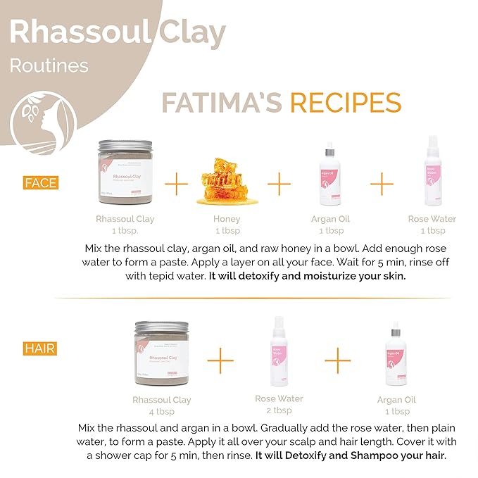 Fatima's Garden Rhassoul Clay - Natural Detox Clay for Skin & Hair, 425g