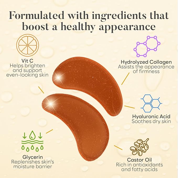 Vitamin C Under Eye Patches (30 Pairs), Under Eye Mask for Puffy Eyes, Appearance of Dark Circles, Smoothing & Hydration, Self Care & Skincare Gifts for Women, Patch Yeux