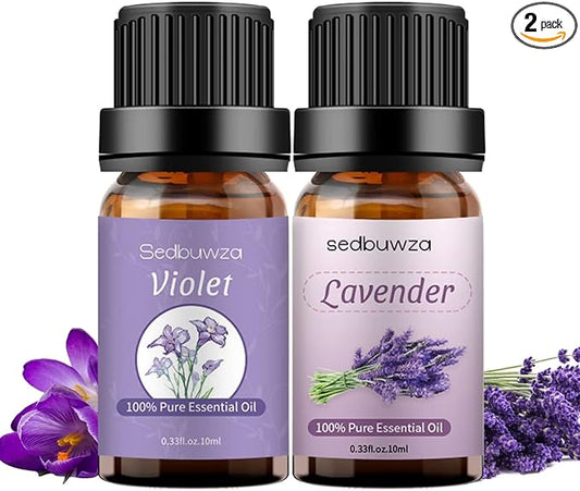 Violet Oil Lavender Essential Oil Gift Set, 100% Pure Organic Aromatherapy Oils Gift Set for Diffuser, Massage, Soap, Candle Making - 2 x 10ml