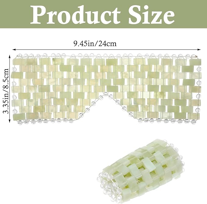 Jade Eye Mask Green Jade Stone Large Facial Cooling Mask Weighted Eye Sleeping Relief Cover for Hot & Cold Therapy to Reduce Wrinkles Headache Migraine Puffiness Migraines Anti-Aging Therapy