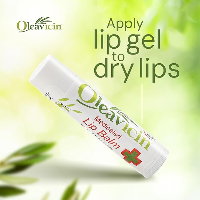 Natural Lip Balm by Oleavicin | Dry Lip Relief | Patented Moisturizing Formula for Chapped Lips | Organic Olive Leaf Extract