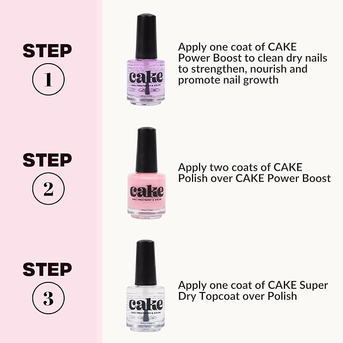 Nail Strengthener & Nail Polish Duo, Nail Repair for Damaged Nails, Nail Hardener & Growth, Non Toxic, Professional Applicator Brush, Keratin Enriched (Love Shack) CAKE Power Boost (1 fl oz)