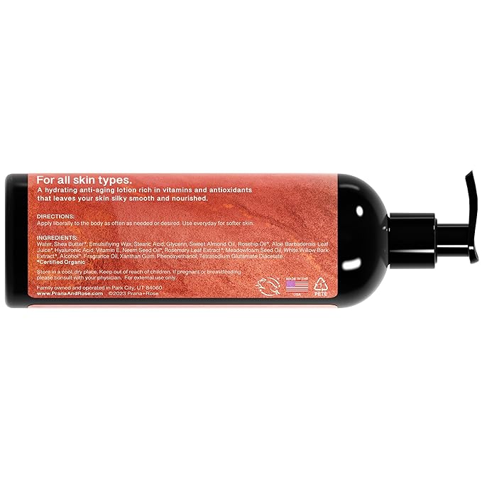 MADE IN THE USA Ultra Moisturizing Shea Butter Lotion with Hyaluronic Acid and Rosehip Oil for anti-aging ORGANIC VEGAN body and hand lotion 16oz (Peach)