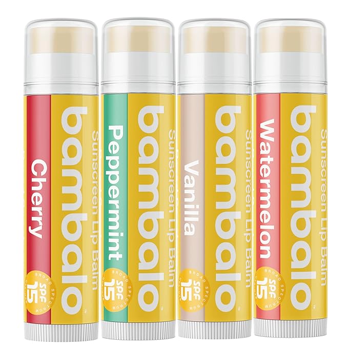 4-Pack Variety SPF 15 Lip Balm - Organic Ingredients, Broad Spectrum UVA/UVB Protection - Hydrating & Moisturizing, USA Made