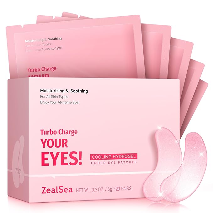 ZealSea Under Eye Patches for Puffy Eyes and Dark Circles (Collagen, 20pairs), Anti-wrinkle Patches, Eye Bags Remover for Women, Eye Masks-Pads-Gels for Spa Party Christmas Gifts, Vegan Cruelty-Free