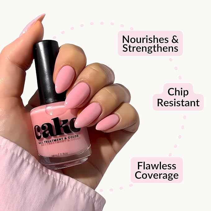 Nail Strengthener & Nail Polish Duo, Nail Repair for Damaged Nails, Nail Hardener & Growth, Non Toxic, Professional Applicator Brush, Keratin Enriched (Love Shack) CAKE Power Boost (1 fl oz)