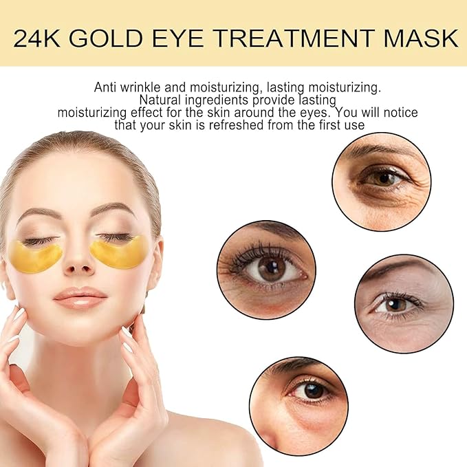 Green Cosmos. 24k Under Eye Patches - 30 Pairs - Under Eye Mask for Eye Care,Hydrating Moisturizing Eye Mask Patch Under Eye Patches for Dark Circles and Puffiness (24K Gold)
