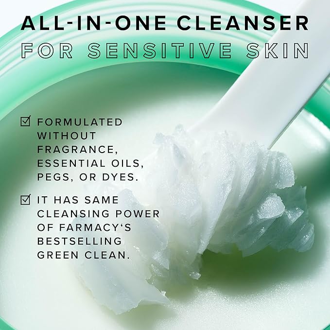 Farmacy Makeup Remover Cleansing Balm - Clearly Clean Sensitive Skin Makeup Remover + Oil Based Cleanser - Gentle Exfoliating Double Cleanser - Melts From Balm to Milky Lather - Fragrance Free (12ml)