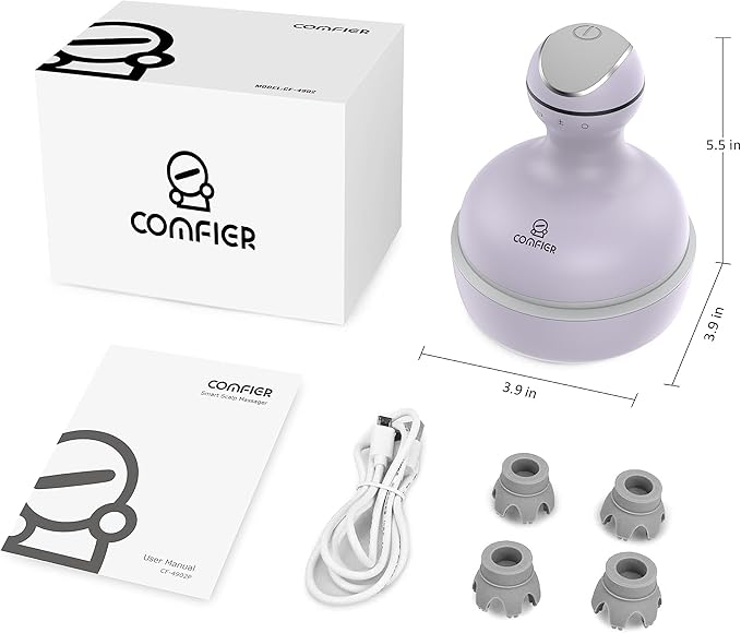 COMFIER Electric Scalp Massager with Mutlti-Modes Vibration, Portable Handheld Head Scratcher for Hair Growth,Waterproof Head Massager for Full Body,Dog Cat Massager for Deep Clean and Stress Relax