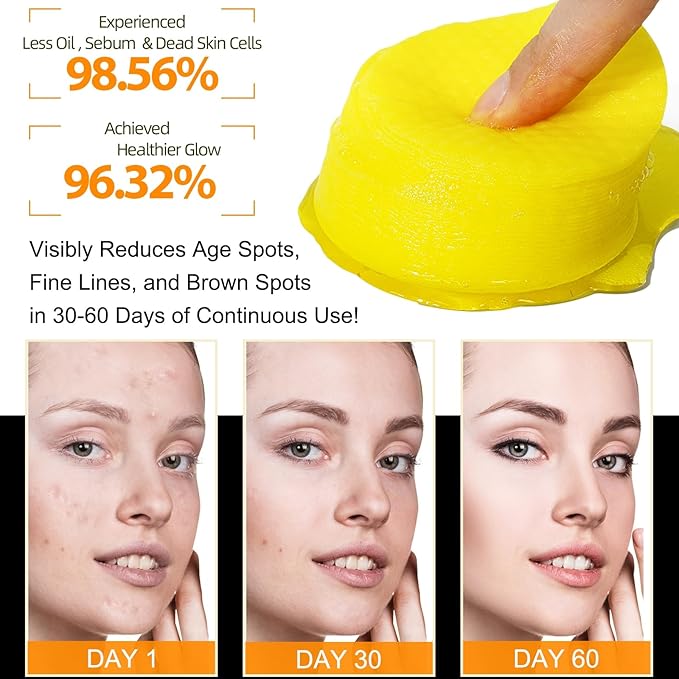 SHIFAKOU Kojic Acid Turmeric Cleansing Pads, Turmeric Cleansing Exfoliating Pads for Dark Spots, Turmeric Cleansing Pads For Face, Balance Skin Oil And Water 50PCS