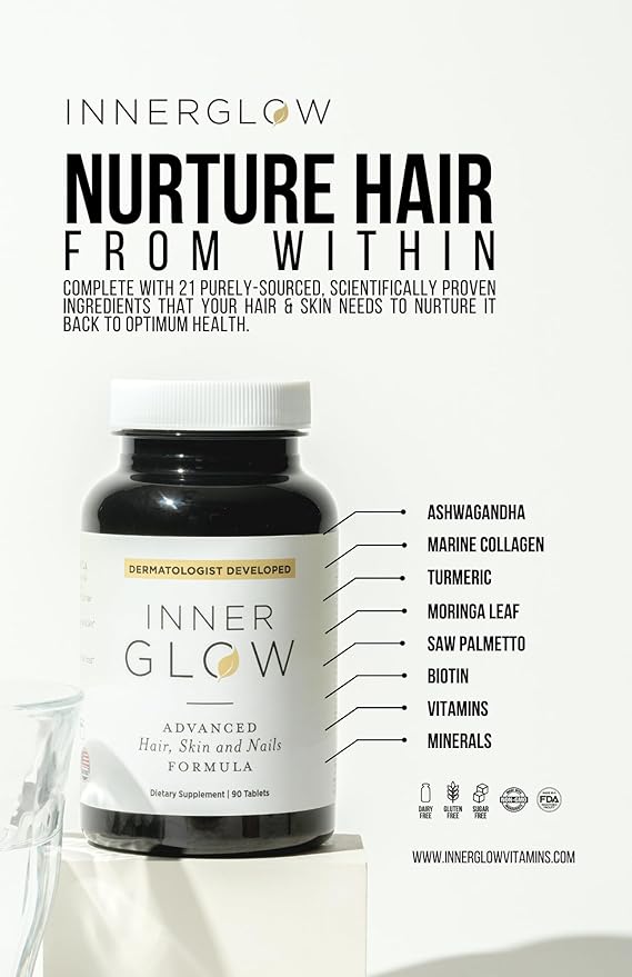 Advanced Hair, Skin & Nails Formula - Dermatologist and Plastic Surgeon Developed, clinically Tested for visibly Stronger and Thicker Hair in 12 Weeks