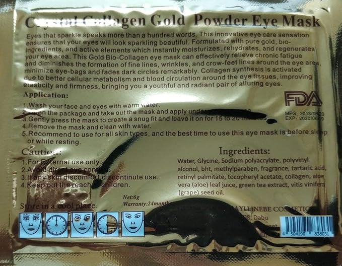 30 Pairs 24K Gold Eye Mask Powder Crystal Gel Collagen Natural Eye Pads For Anti-Aging & Moisturizing Reducing Dark Circles, Puffiness, Wrinkles