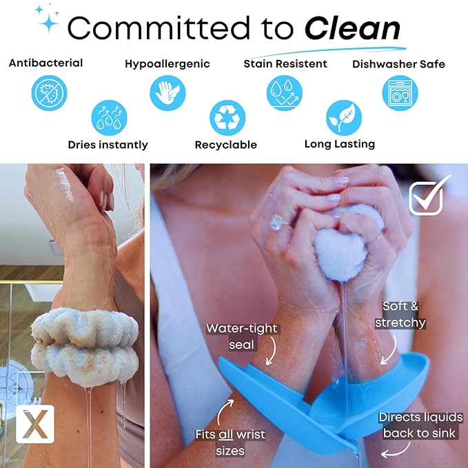Skincare Essentials Bundle - Silicone Spa Accessories - Beauty Set for Teen Girls (Blush Pink LiquiBands and Face Buffer)