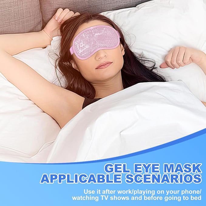 candyfouse 2Pack Cold Cooling Eye Mask, Reusable Hot Colder Therapy Gel Bead with Plush Backing for Puffiness Migraine Stress Relief Skin Care Dry Eyes