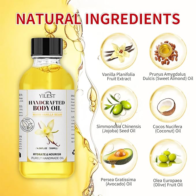 Vanilla Body Oil& Rejuvenation Nail Growth Oil for Dry Skin & Growth And Strength Rejuvenation ,Hydrating & Nourishing Moisturizer Nail Growth Oil Rejuvenation,Body Care Set for Women and Men