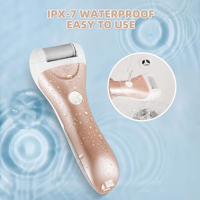 Callus Remover for Feet, Nicebirdie Electric Foot File Callus Removers Rechargeable Waterproof Pedicure Tools Foot Scrubber Shaver Feet Care Tool for Cracked Heels Dead Skin (Golden)