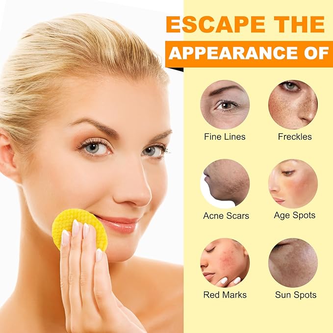 SHIFAKOU Kojic Acid Turmeric Cleansing Pads, Turmeric Cleansing Exfoliating Pads for Dark Spots, Turmeric Cleansing Pads For Face, Balance Skin Oil And Water 50PCS