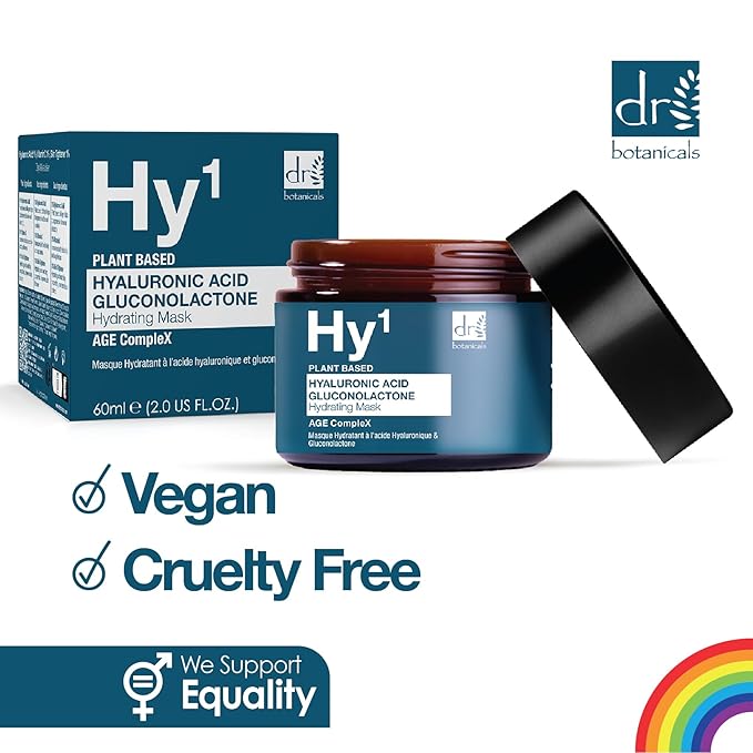 Dr Botanicals Hyaluronic Acid & Gluconolactone Hydrating Anti-Aging Facial Mask | Reduce Wrinkles, Renew, Gentle Exfoliate and Revitalize Skin with Nourishing Hyaluronic Acid Mask