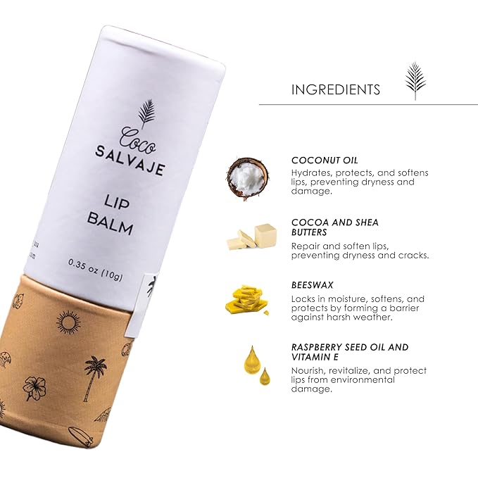 Natural Hydrating Lip Balm | Organic Chapstick Set for Women, Men & Kids | Vegan Lip Care Treatment & Moisturizer for Dry & Cracked Lips with Beeswax & Coconut Oil | 3 Pack (0.35 oz ea.)