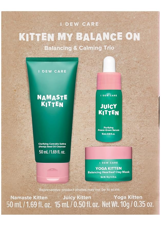 I DEW CARE Emergency Skin Care Kit - Ready Aim Clear + Skin Care Set - Kitten My Balance On | Travel Size Trio Bundle
