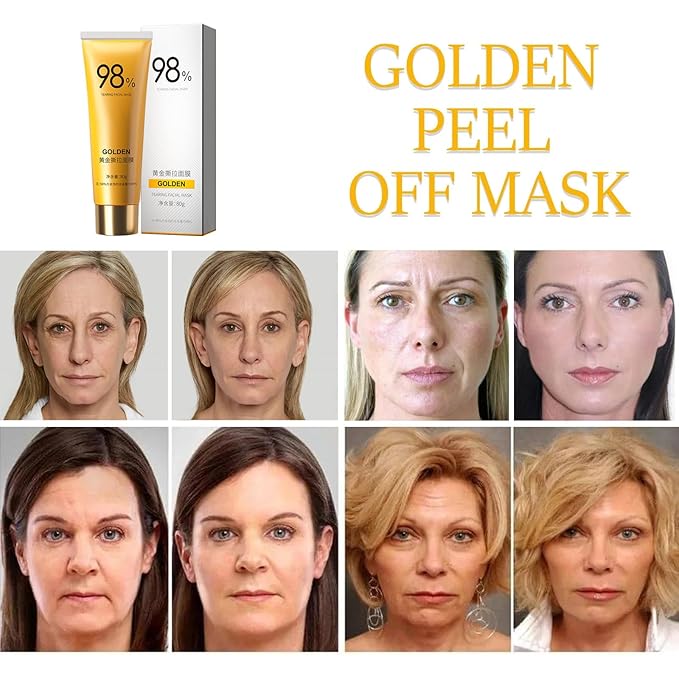 Gold Foil Peel-Off Mask, 98% Gold Peel Off Mask, Gold Facial Mask Anti-Aging, Deep Cleansing, Reduces Fine Lines& Wrinkles Great for All Skin