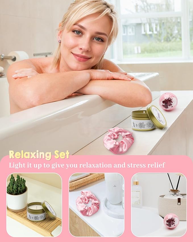 Gift Basket for Mom Birthday With Blanket, Gifts for Mom From Daughter Unique Birthday Gifts Self Care Package SPA Set, Best Gifts for Mom Birthday Relaxation Kit for Mom Thank You Gifts