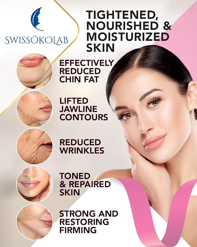 SWISSÖKOLAB Double Chin Reducer V Line Lifting Mask Face Slimming + Under Eye Patches For Puffy Eyes 24k Gold Eye Mask For Dark Circles And Puffiness Collagen Eye Gel Pads…